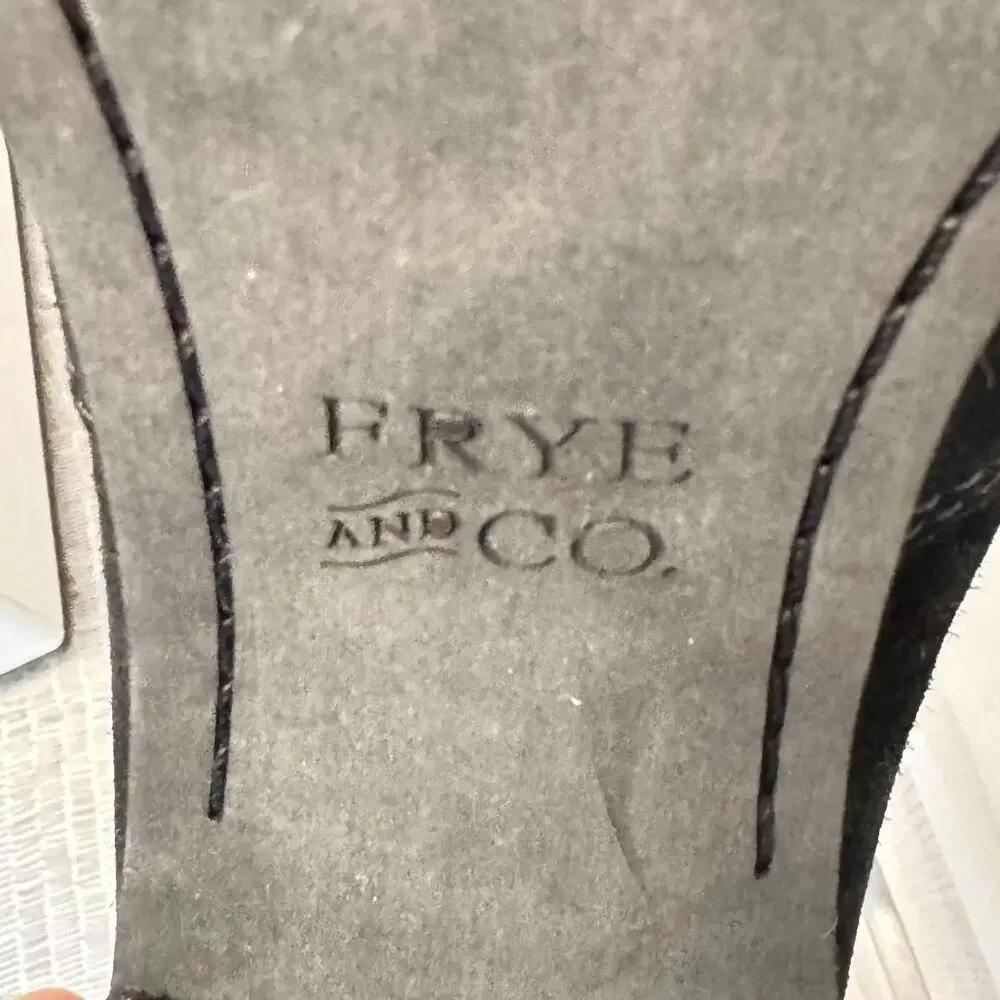 Frye And Co Boots Womens 9.5 Black Suede Block Heel Ankle Booties Zip
